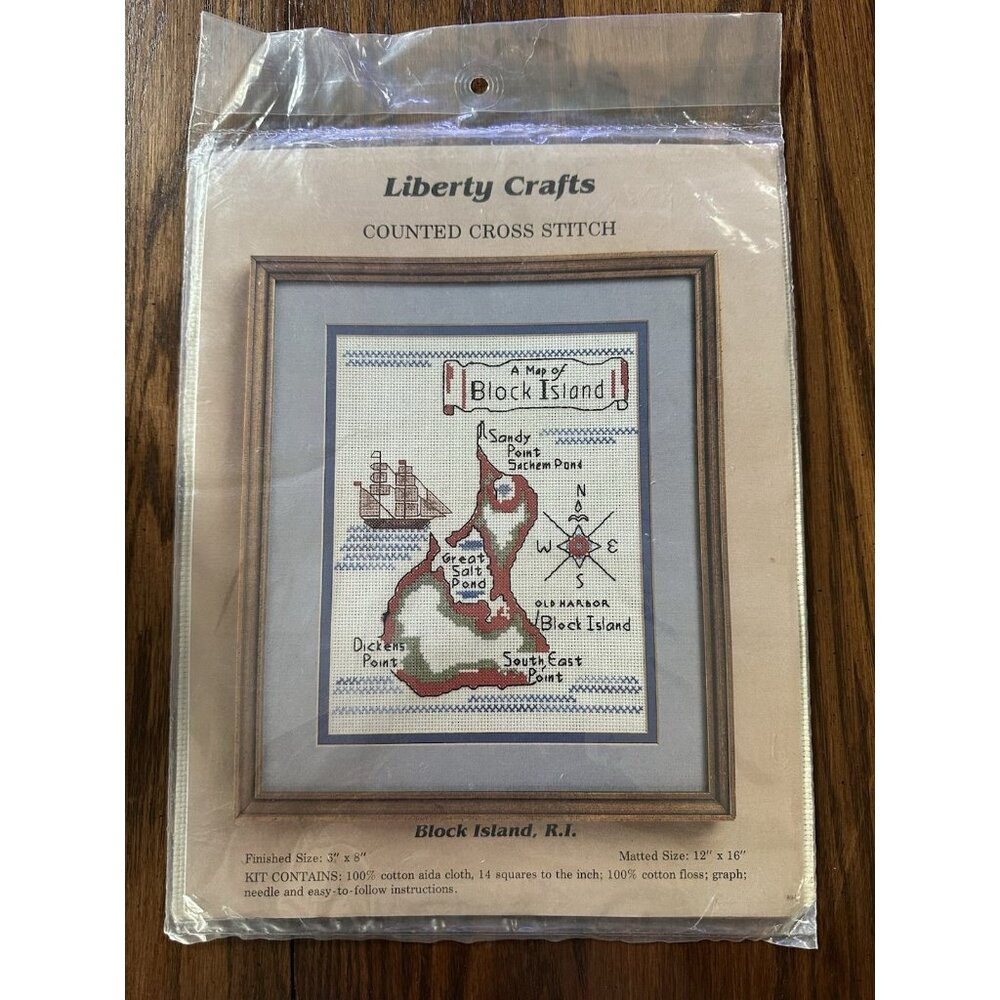 RARE Liberty Crafts Counted Cross Stitch Block Island, Rhode Island